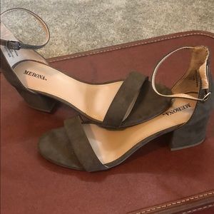 Olive green block heel